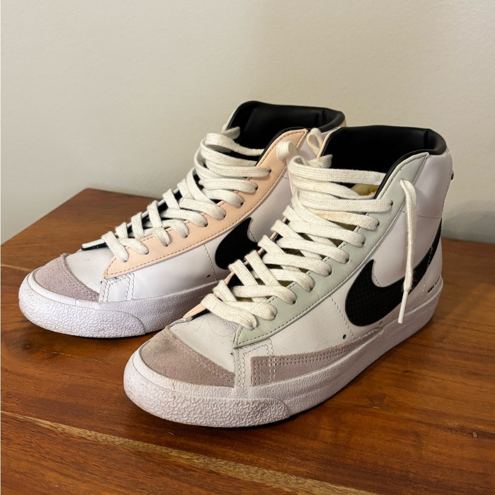 Nike Blazer High-Top Sneakers in White and Black